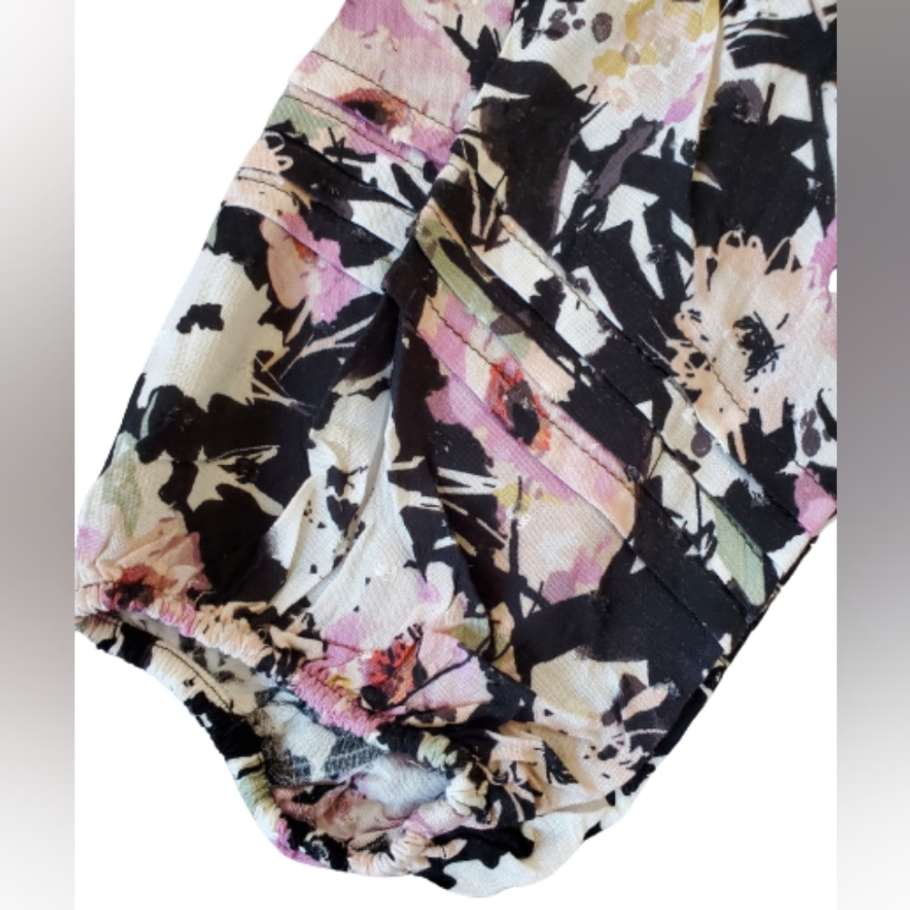 Torrid plus floral swiss dot long sleeves tiered midi dress, 3XL, black - Picture 6 of 12